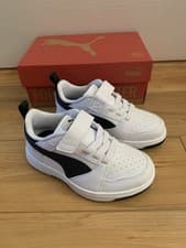 Image of Puma Rebound V6 Lo Kids Unisex White Size UK 10 (Euro28) US 10C Brand NEW Boxed
