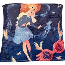 Image of LitJoy Crate Luna Lovegood Harry Potter Fleece Throw Blanket Lion 46x46" NEW