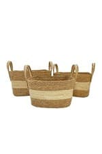 Image of Natural Wicker Nestable Storage basket (H)32cm (W)28cm (D)38cm, Set of 3