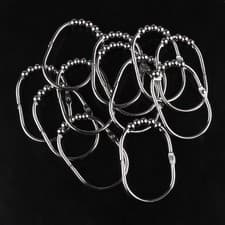 Image of 12 Pcs Shower Curtain Rings Rail Pole Bar Bathroom Ball