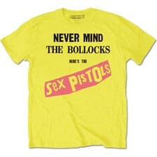 Image of Official Sex Pistols T Shirt Never Mind The Bollocks Yellow Classic Punk Rock