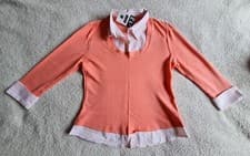 Image of Ladies Jumper With Mock White Shirt Peach/Coral UK 16 Brand New With Label