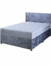 Image of 3FT SILVER VELVET BED,QUILTED BED SILVER BED, SINGLE BED, DIVAN BED SET 3FT BED