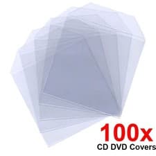 Image of 100 Clear Plastic CD DVD Blu-ray Covers Sleeves Case Wallet Envelopes 80 Micron