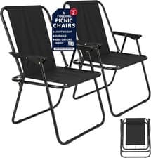 Image of Deck Chairs Folding Picnic Chairs Camping Garden Lawn Spring Foldable Seat X2