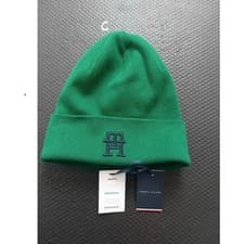 Image of Tommy Hilfiger Dark Green Rib-Knit Beanie with Embroidered Logo | Retail £49