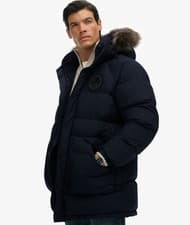 Image of Superdry Mens Navy Everest Longline Baffled Parka Jacket rrp £165.