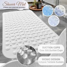 Image of Non Slip Bath Mat 100x40 cm Shower Mat Bathtub Anti-Mold Rubber Strong Suction