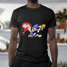 Image of LOONEY TUNES SONIC T-Shirt | Funny Novelty Parody Tee | Video Game Hedgehog Top