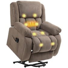 Image of HOMCOM Power Lift Recliner Chair, Reclining Chair with Massage, Light Brown