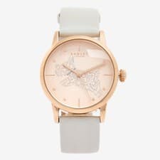 Image of Radley Calligraghy Ladies Watch RY21624A Rose Gold Case Leather strap