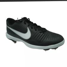 Image of Nike Men's Alpha Huarache 3 Varsity Low Metal Baseball Cleats Black White 