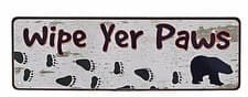 Image of 10.5" x 3.5" Tin Metal Sign Wall Hang Decor Wipe Yer Paws Your Entrance Entry
