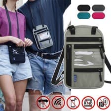 Image of RFID Blocking Travel Body Wallet Passport Holder Neck Shoulder Document Bag Case