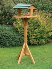 Image of Traditional Wooden Bird Table Garden Birds Feeder Feeding Station Free Standing 
