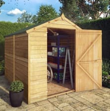 Image of 8x6 WOODEN GARDEN SHED APEX WINDOWLESS SINGLE DOOR FLOOR OUTDOOR STORAGE 8ft 6ft
