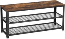 Image of VASAGLE Shoe Bench, Shoe Rack with 2 Shelves, Shoe Organiser, 100 X 30 X 45 Cm,