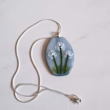 Image of Handmade Fused Glass Three Wishes Dandelion Pendant