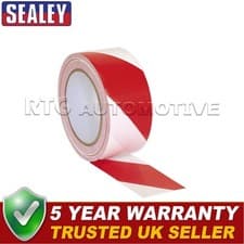 Image of Sealey Hazard Warning Tape 50mm x 33m Red/White HWTRW