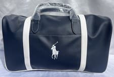 Image of Men’s Ralph Lauren fragrances faux-leather Holdall/Gym/Duffle bag navy/white