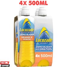Image of Lucozade Sport Zero Sugar Orange Peach 12x500ml, 4x500ML Sugar Free Electrolytes