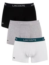 Image of Lacoste Men's Pack Of 3 Casual Trunks-Black / White / Grey Chine 