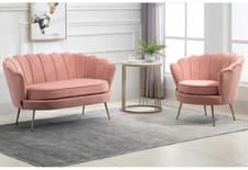 Image of Birlea Ariel Blue and Coral Retro Upholstered Fabric Sofa 2 Seater, 1 Seater