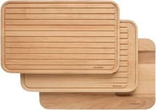 Image of Brabantia 3 Piece Wooden Chopping Board Set, Multipurpose Vegetables, Bread & M