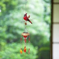 Image of Bird Wind Chime with Solar Light Festival Gift Decorative Windchime Hanging