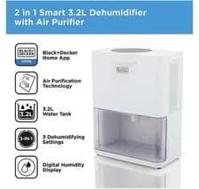 Image of Black+Decker 2-in-1 Smart Dehumidifier and Air Purifier White, 3.2L