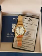 Image of Rotary ladies quartz wrist watch gold tone women's Swiss made stretchy