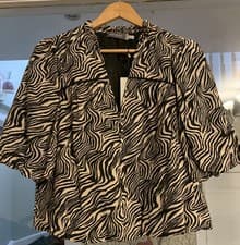 Image of MINT VELVET Zebra Print Puff Sleeve Blouse Size Medium. BNWT 