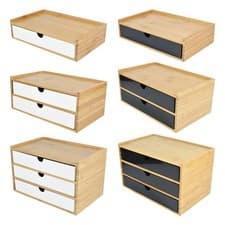 Image of Bamboo Desktop Storage Drawer Organization Scissors Storage