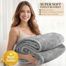 Image of Large Faux Fur Warm Fleece Throw Over Soft Sofa Bed Mink Blanket Double & King