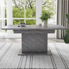 Image of Dining Table 110-130cm Grey Extendable Kitchen Table with Storage for 4-6 People