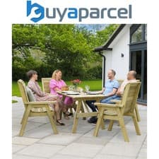 Image of Zest Freya 6 Seater Wooden Dining Table & Chairs Bench Seat Set Garden Outdoor