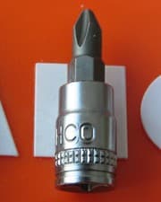 Image of BAHCO PH2 PHILLIPS CHROME VANADIUM SCREWDRIVER BIT IN 1/4" SOCKET PHILLIPS