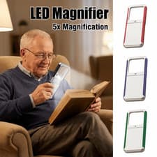 Image of 5x Magnification Pull-Out Magnifier Rectangular Lens Portable Illuminates