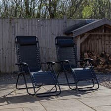 Image of Set of 2 Black MultiPosition Textoline Zero Gravity Garden Relaxer Chair Lounger