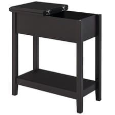 Image of HOMCOM End Table, Narrow Side Table with Flip Top, Bottom Shelf