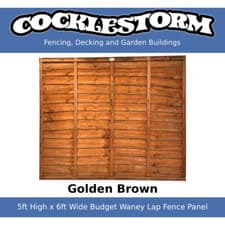 Image of 5ft High x 6ft Wide Golden Brown Fence Panel - Free Delivery Within 70 Miles