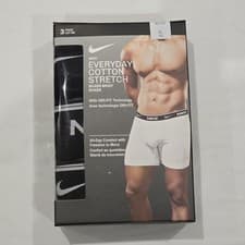 Image of Nike Everyday Cotton Stretch Boxer Briefs 3 Pack Black Size XL Dri-Fit
