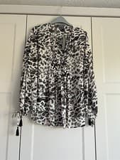 Image of Ladies Mint Velvet Amber Animal Print Boho Blouse Top Brown Black Multi. 14 New