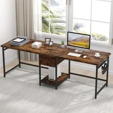 Image of 200 cm Extra Long Computer Desk, Double Writing Table Study Desk with 2 Drawers