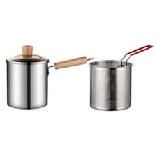 Image of 3L Stainless Steel Deep Fryer With Frying Strainer Basket And Lid Non Stick