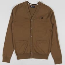 Image of FRED PERRY CLASSIC CARDIGAN K9551 P96 WOOL/COTTON SHADED STONE NEW WITH TAGS