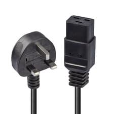 Image of LINDY 30459 2m UK 3 Pin Plug to IEC C19 Power Cable Black