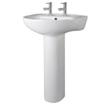 Image of Nuie Melbourne Basin and Full Pedestal 550mm Wide - 2 Tap Hole