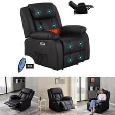Image of Electric Recliner Armchair 8 Point Heated Vibration Massage Sofa Arm Chair