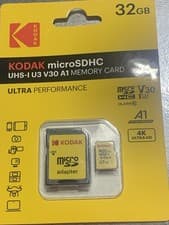 Image of Kodak UHS-I U3 V30 A1 Ultra 4K Full HD Micro SD Card 32GB includes SD Adapter